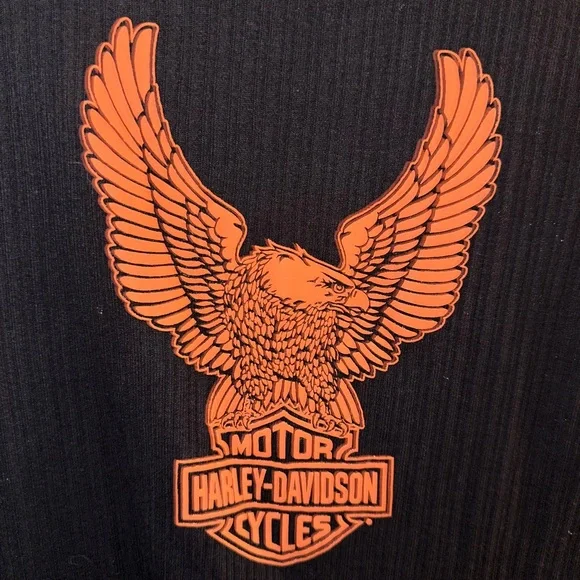 Harley-Davidson Womens Black and orange eagle graphic tank top NWT L biker punk - Picture 2 of 9